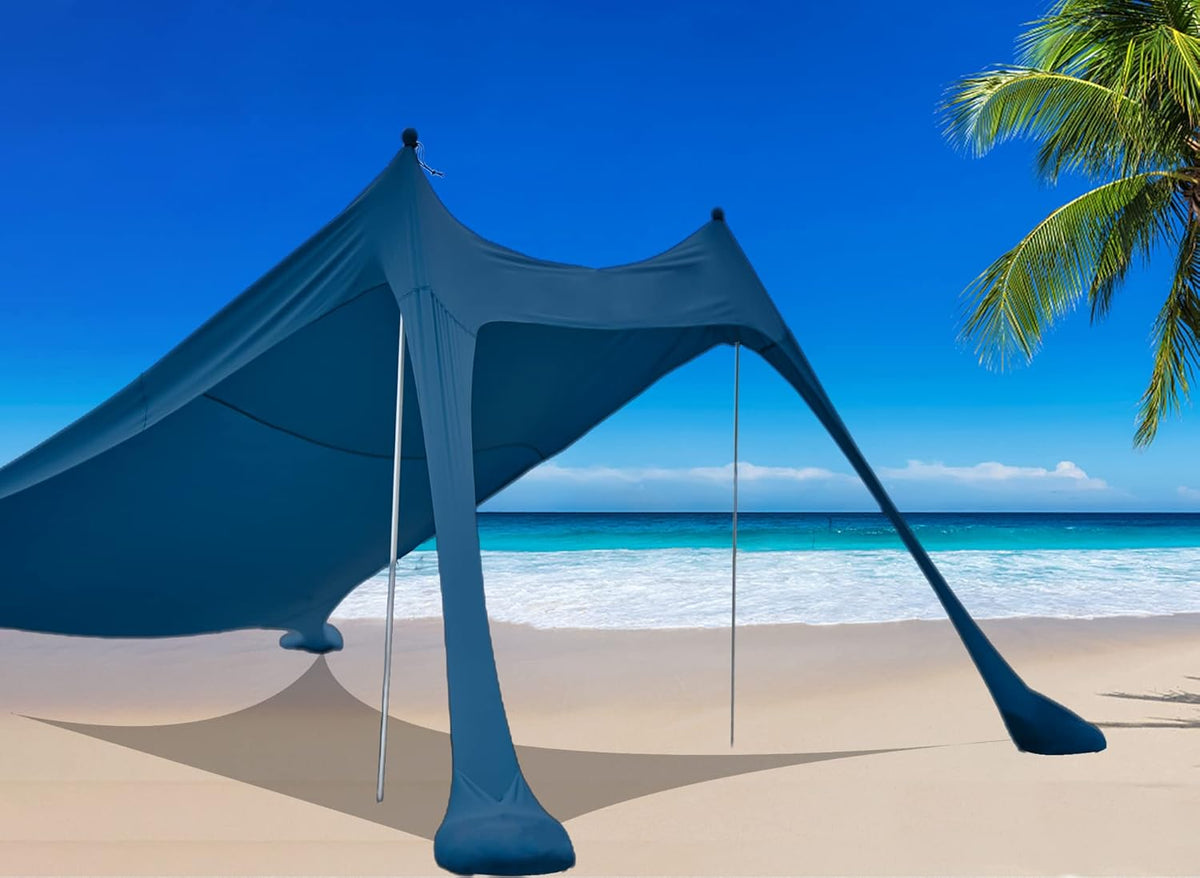 Family Beach Tent Sunshade Pop Up Sun Shelter 4 Pole with Carry Bag R9798