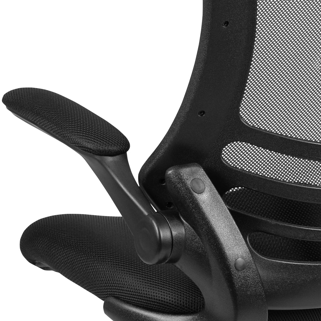 Black Mesh Swivel Ergonomic Task Office Chair with Flip-Up Arms K5140