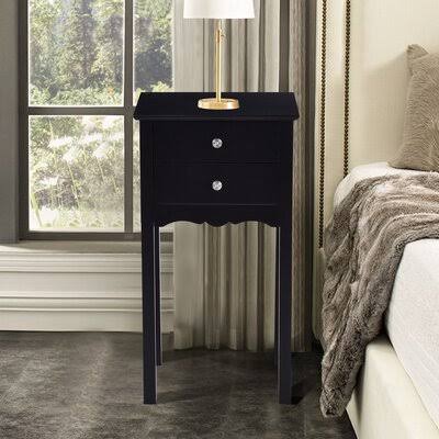 Black 2 Drawer End Table Z352