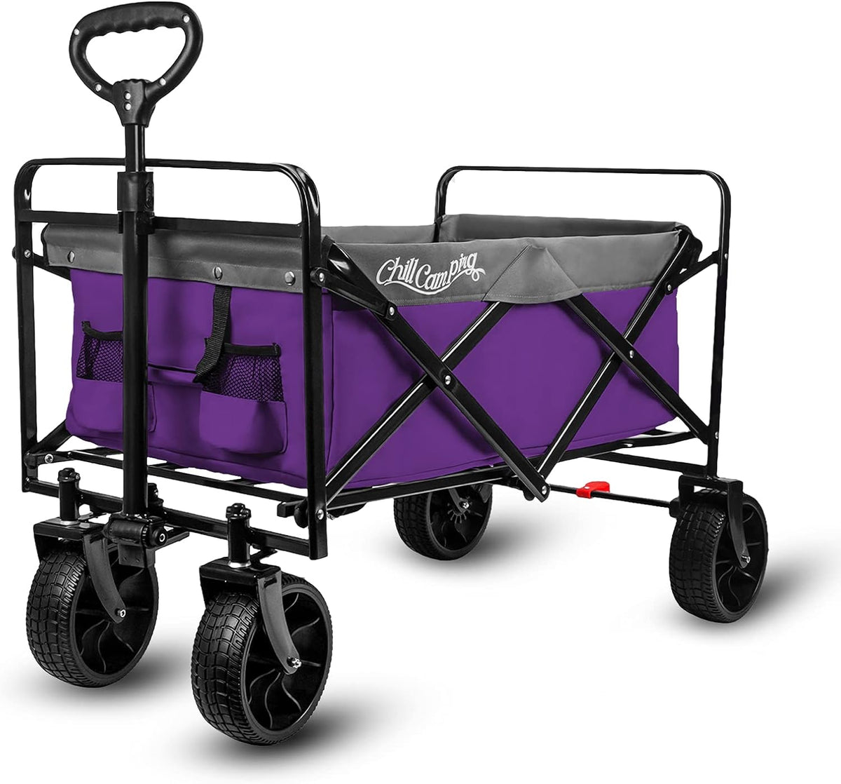 Purple Collapsible Folding Utility Wagon with Rubber Wheels U14893