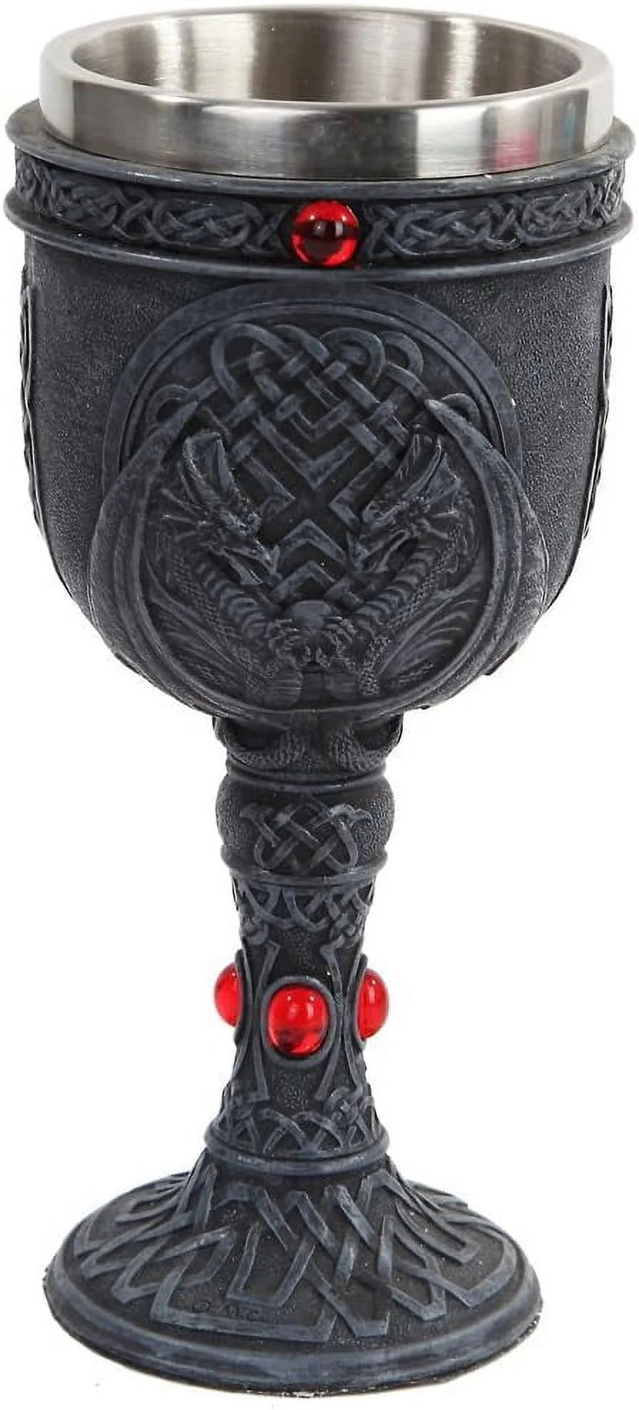 Wine Goblet Chalice Resin Body Stainless Steel Faux Stone M76328