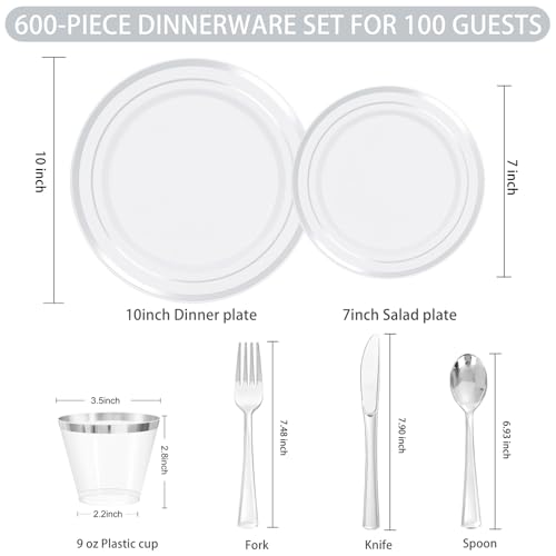 300 Pcs Gold Glitter Disposable Dinnerware Set I842