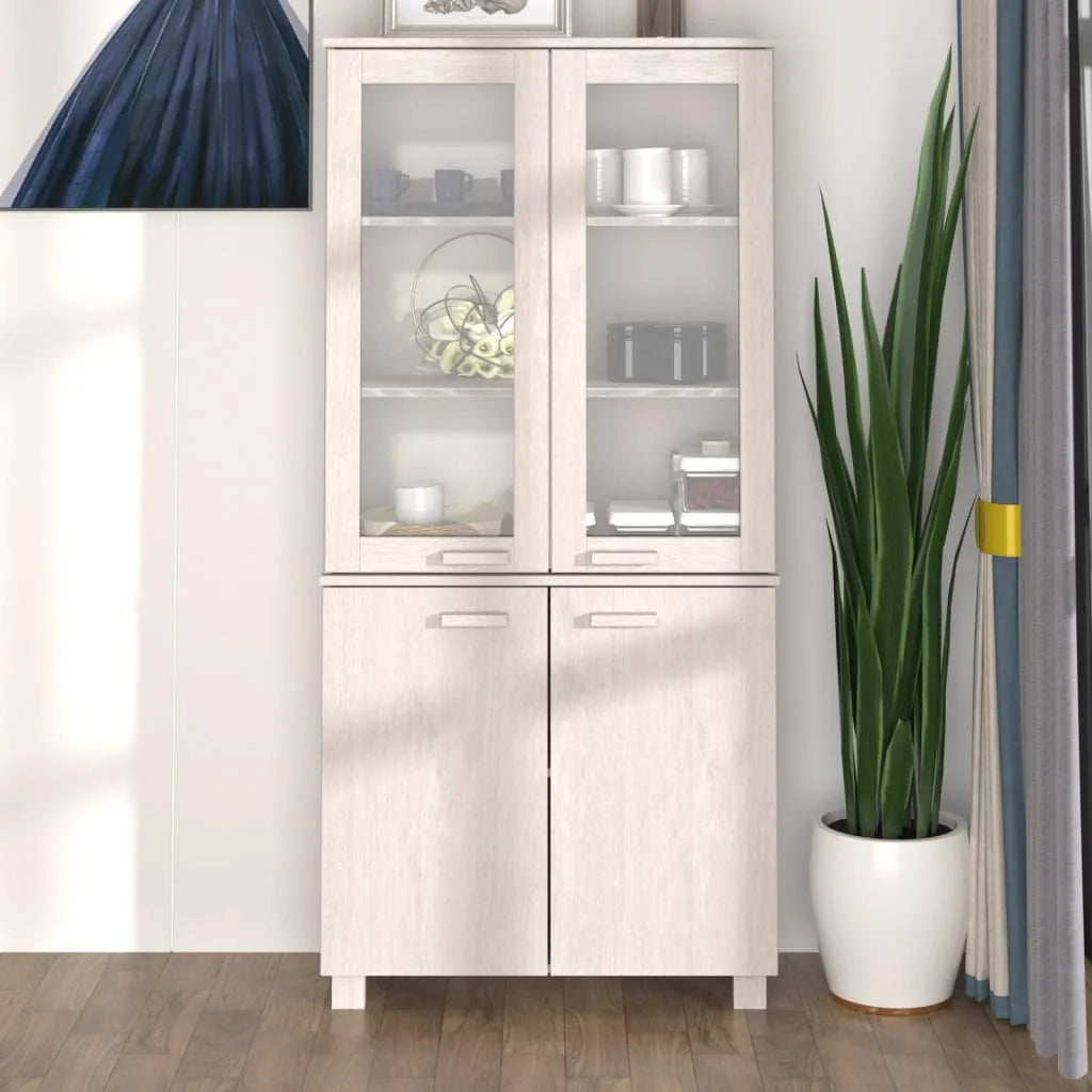 White Solid Wood Pine Highboard V17202