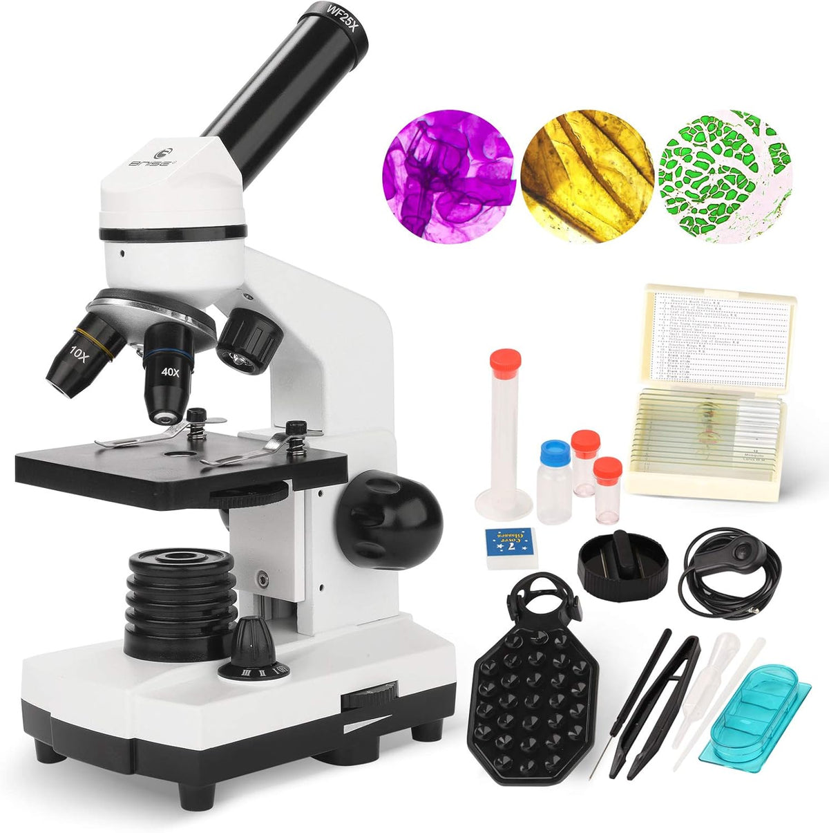 100X-1000X Magnification Compound Monocular Microscope with Dual LED Illumination Y204