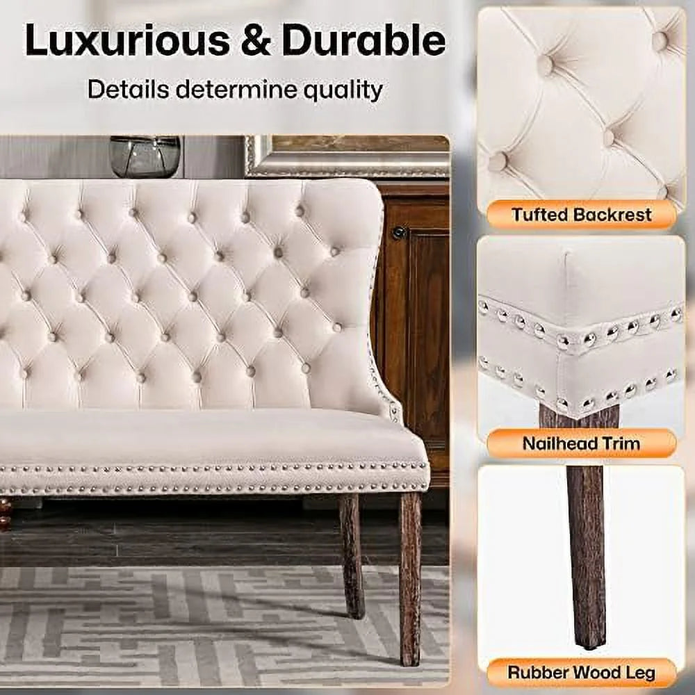 Velvet Tufted Back Dining Chairs with Gold Metal Legs S254
