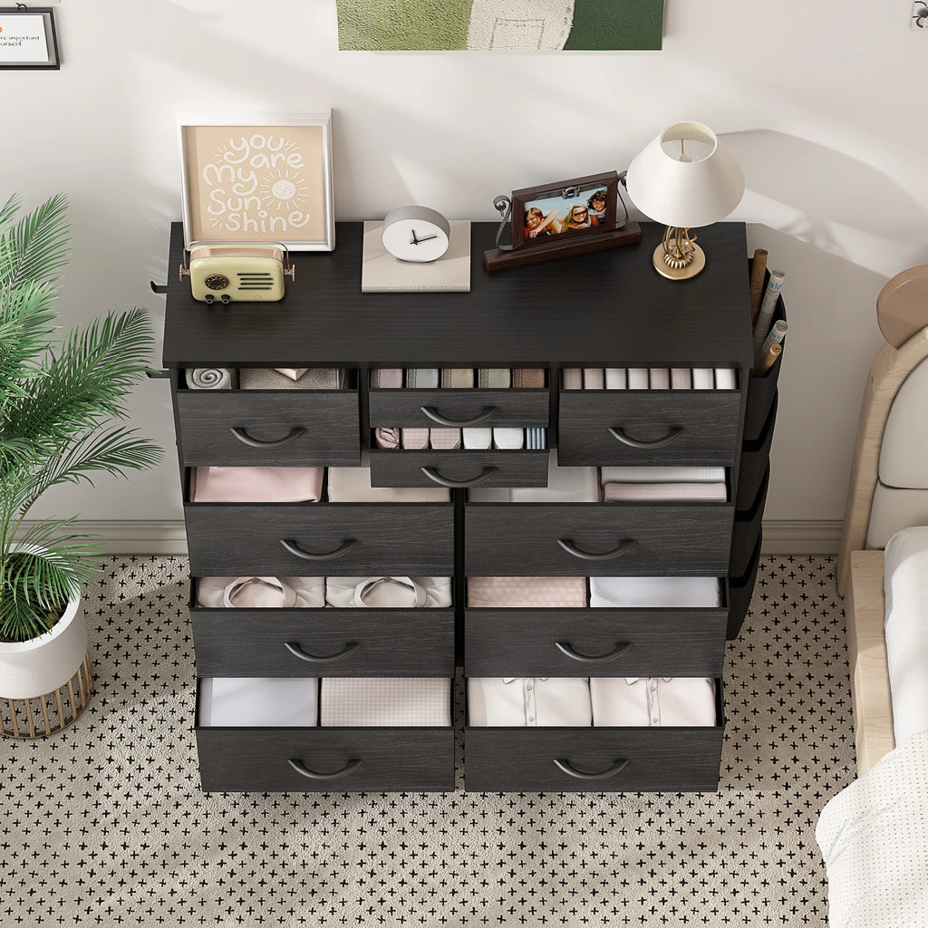 Brown 10 Drawer Fabric Dresser B287