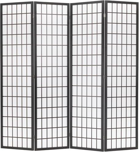 4 Panel Wooden Folding Room Divider with Storage Shelves Q223584