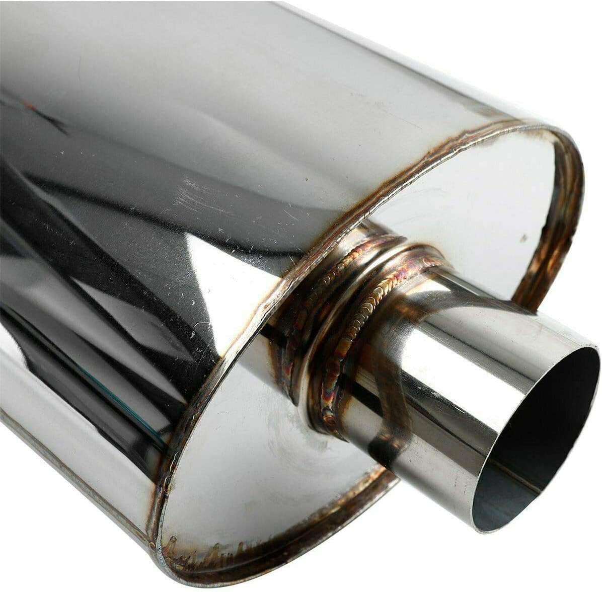 2.5 Inch T304 Stainless Steel Exhaust Muffler Oval Tip Pack of 2 U4321