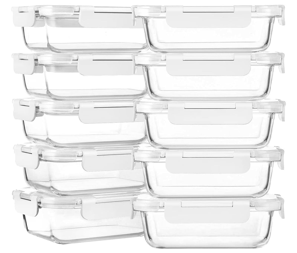 10-Pack 22 Oz Glass Food Storage Containers with Lids U107128