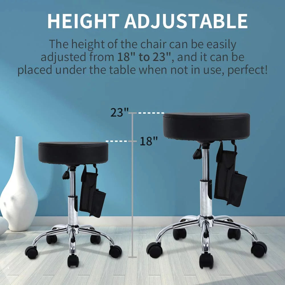 Adjustable Rolling Stool with Storage Bag & Wheels H989