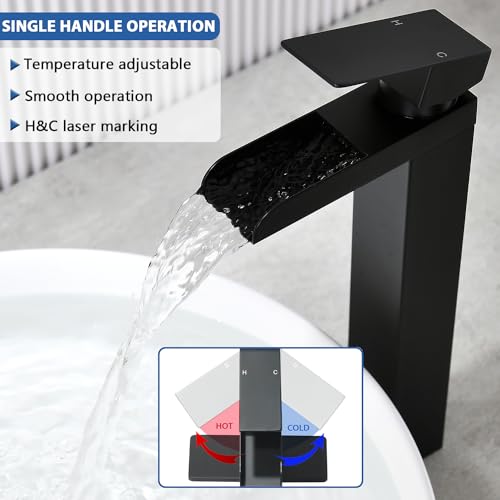 Black Single Handle Bathroom Faucet with Pop-up Drain and Hose B799
