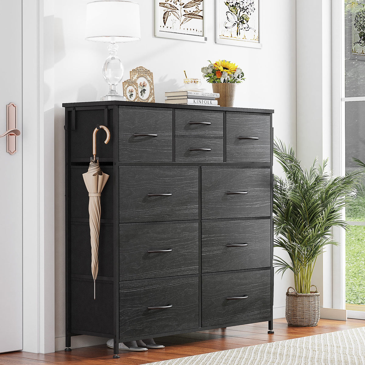 Brown 10 Drawer Fabric Dresser B287