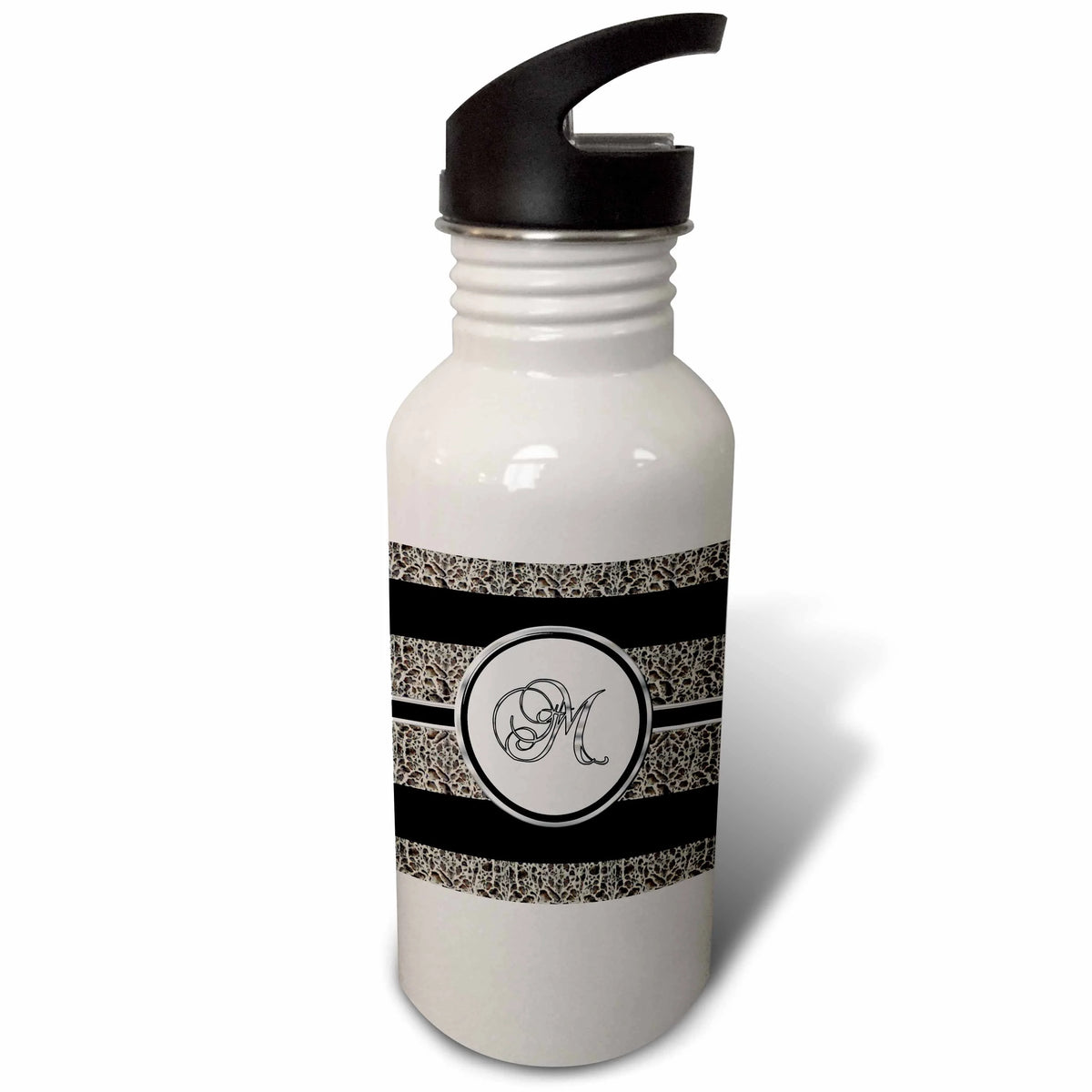 Black White Ocelot Animal Print 21 oz Sports Water Bottle V411