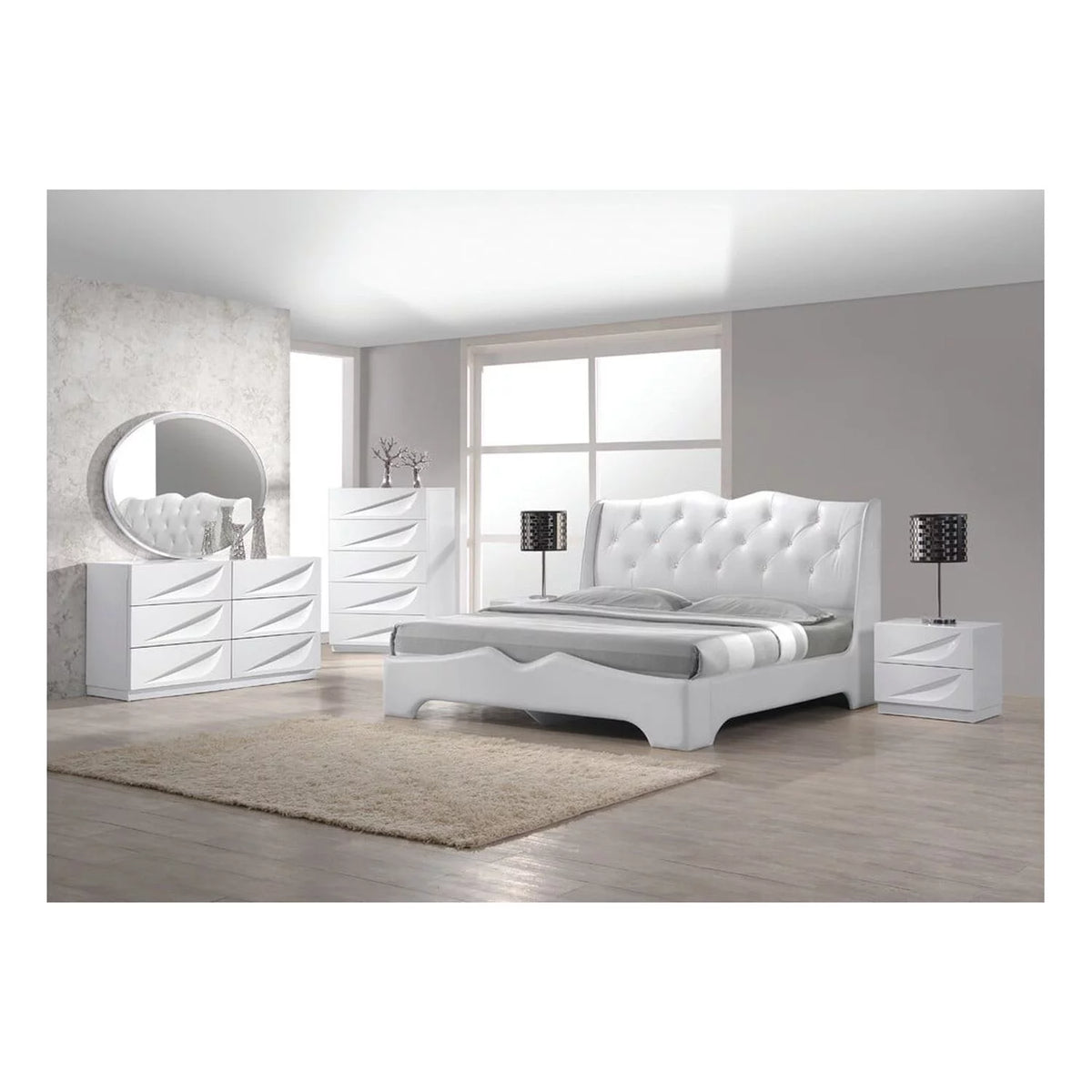 Off White 6 Drawer Poplar Wood Dresser U669519