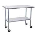 Stainless Steel Table 24 x 48 Inches with Caster Wheels and Undershelf N59874