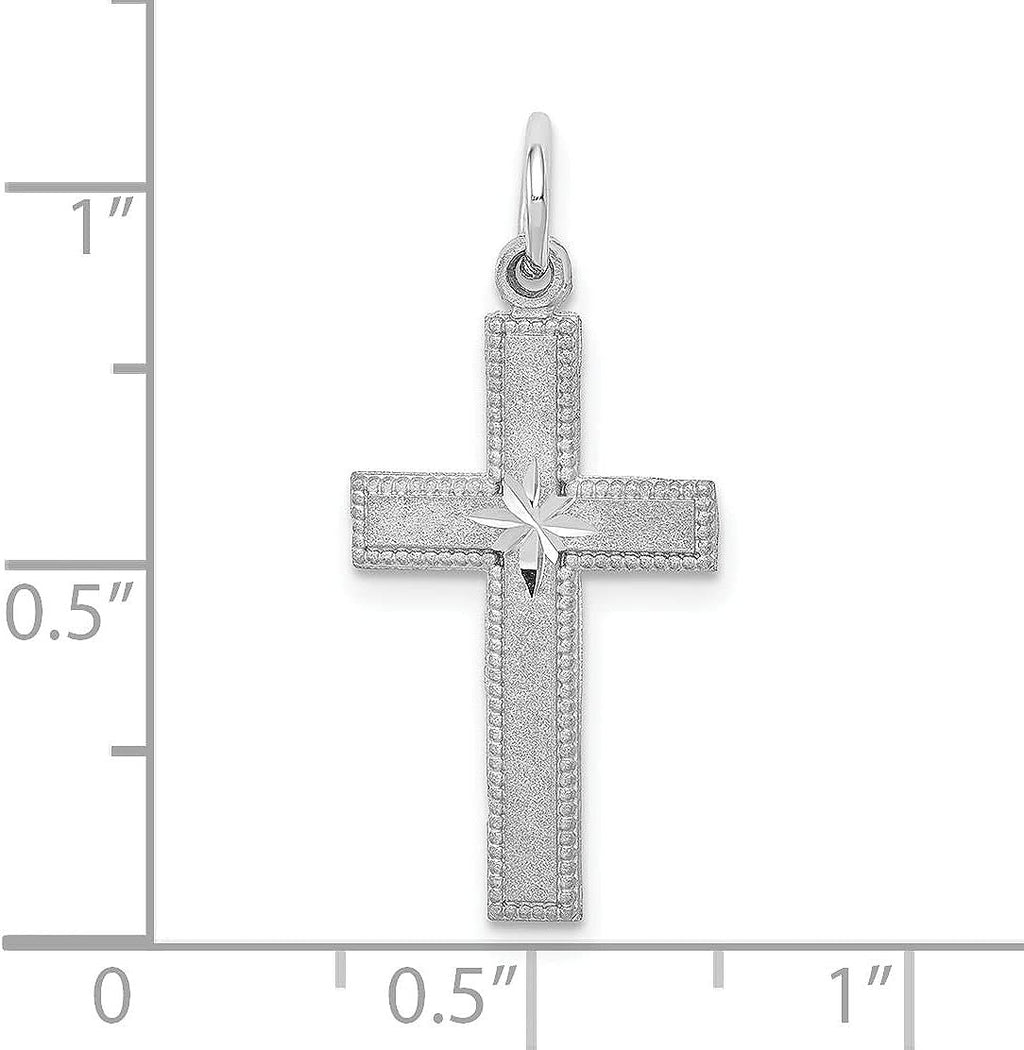 Solid 10k White Gold Diamond-cut Cross Pendant 27mm R663