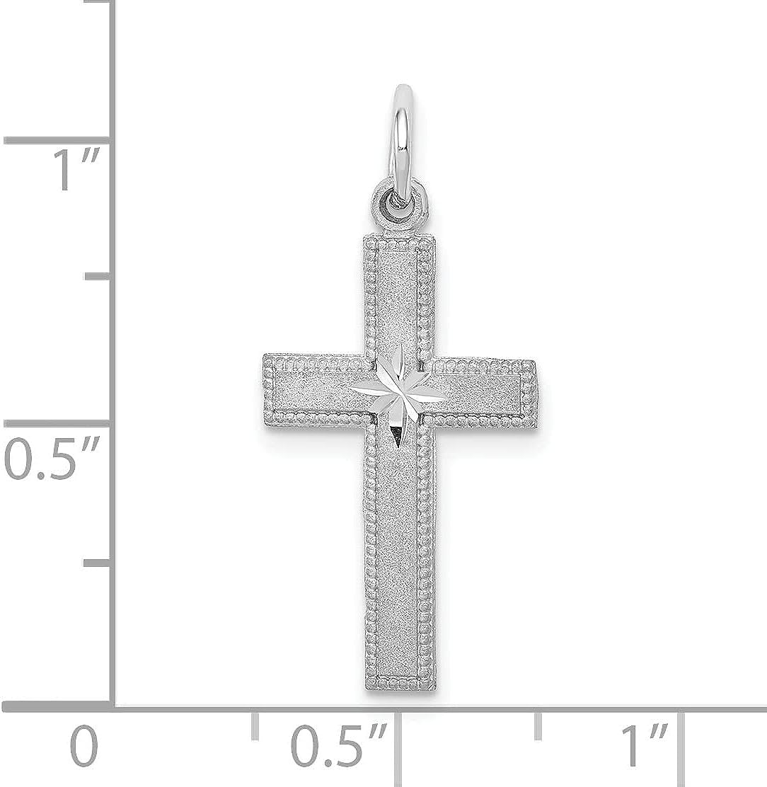 Solid 10k White Gold Diamond-cut Cross Pendant 27mm R663