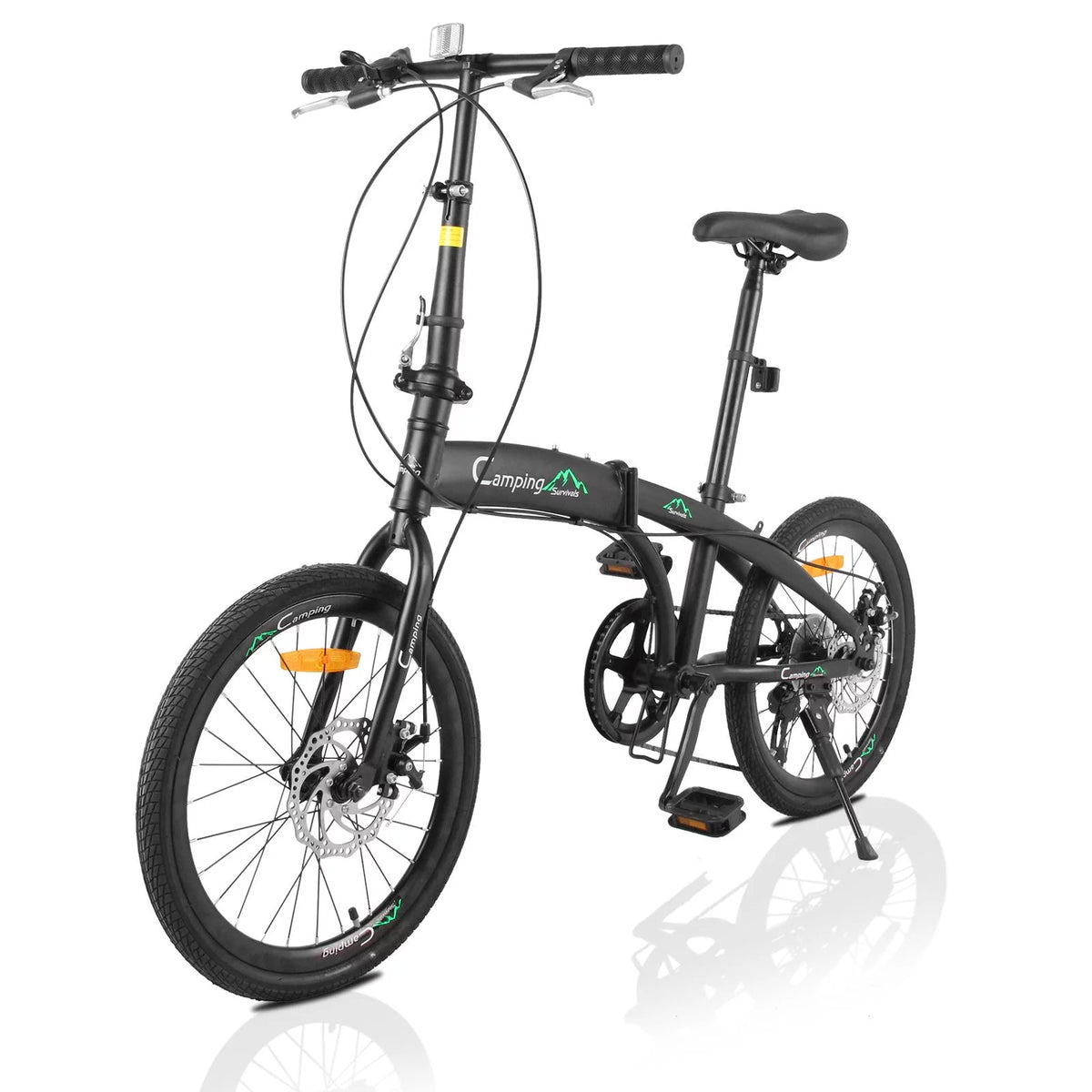 20 Folding Bike, 7 Speed Lightweight City Commuter Bicycle, Black G8601