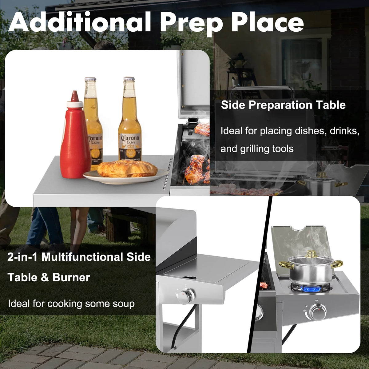 5-Burner Propane Gas BBQ Grill with Side Burner E506879
