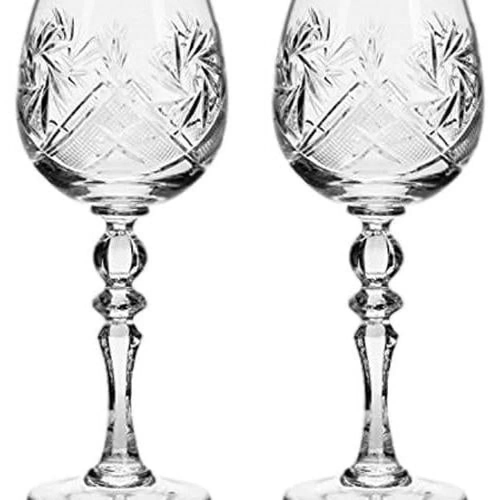 Set Of 2 Vintage Crystal Red Wine Goblets L189457
