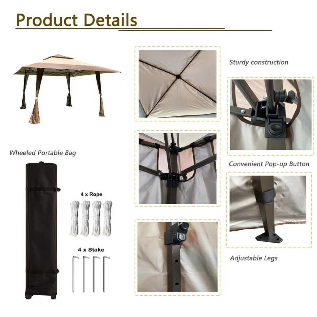 13x13 Ft Pop-up Folding Gazebo Canopy Tent With Corner Curtain Z441093