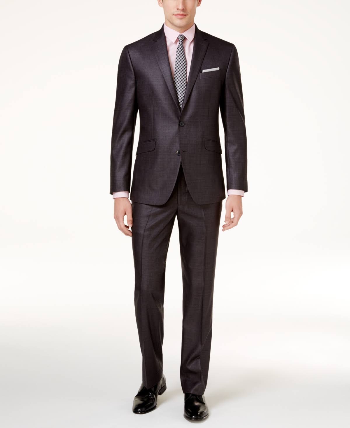 Charcoal Basketweave Slim-Fit Suit I59728