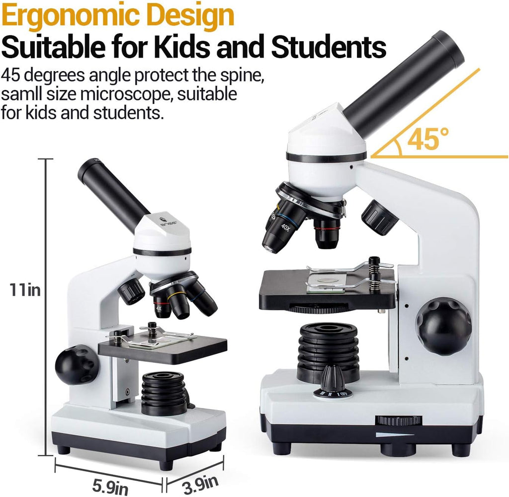 100X-1000X Magnification Compound Monocular Microscope with Dual LED Illumination Y204