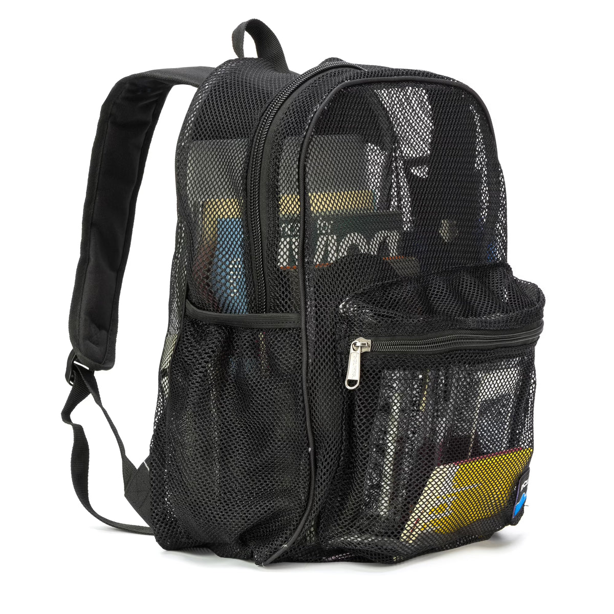 Black Mesh See Through School Backpack W1562