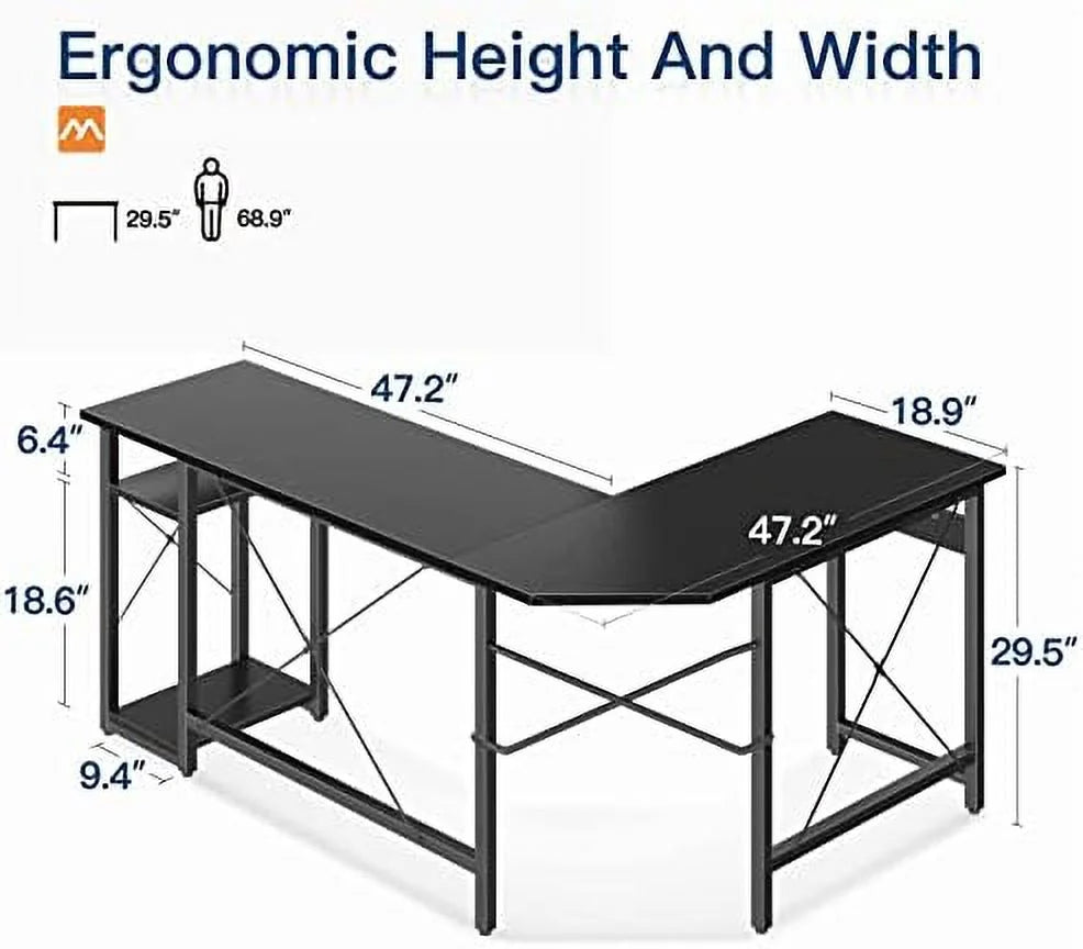 L Shaped Computer Desk with Shelves Z180