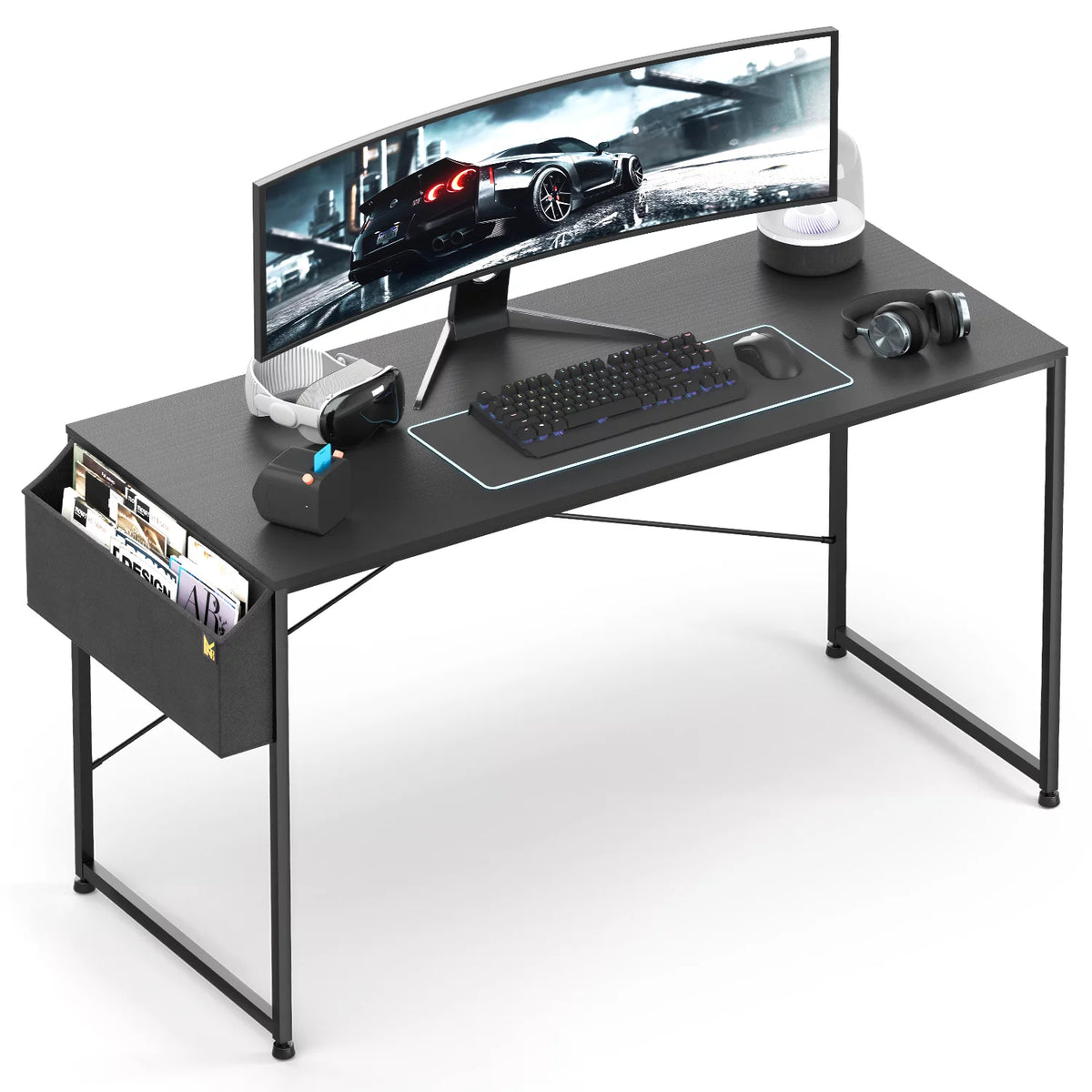 55" Black Computer Desk with Storage Bag M586980