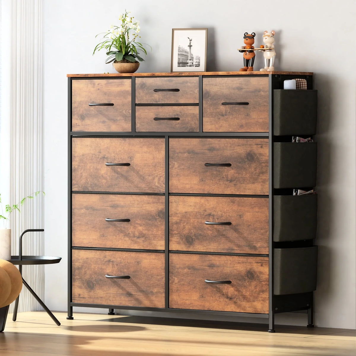 Brown 10 Drawer Fabric Dresser B287