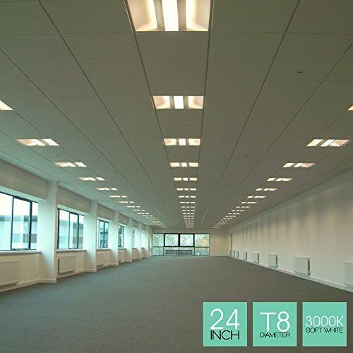 LED 2ft Tube Light 12W, 3000K Soft White, T8 Shape, Shatter Resistant T1126