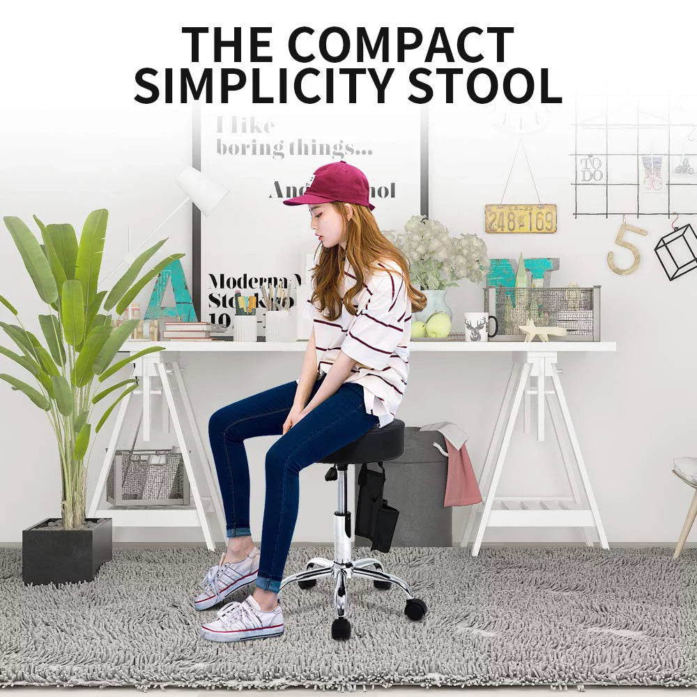 Adjustable Rolling Stool with Storage Bag & Wheels H989