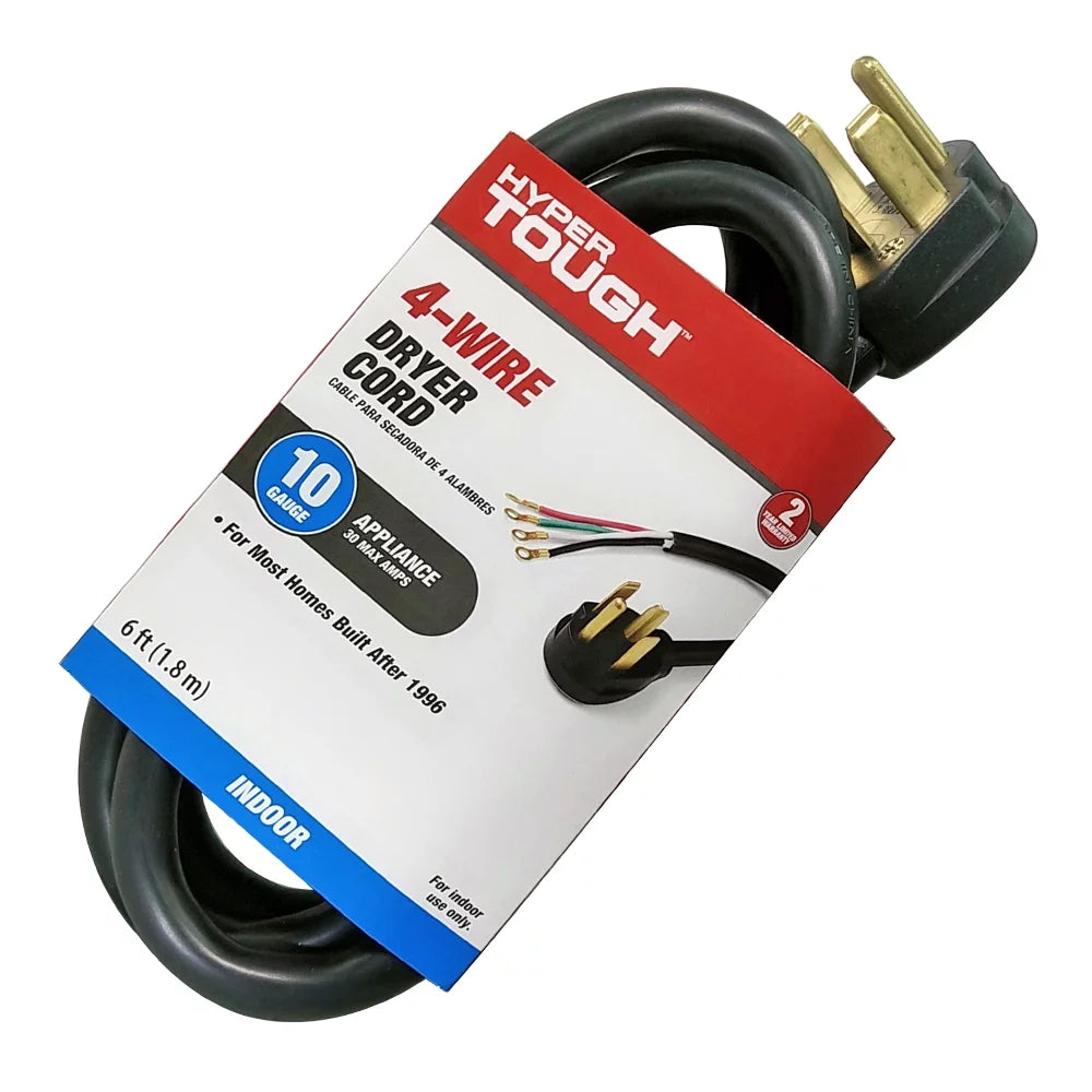6FT 10AWG 4 Prong Black Dryer Cord Z450104