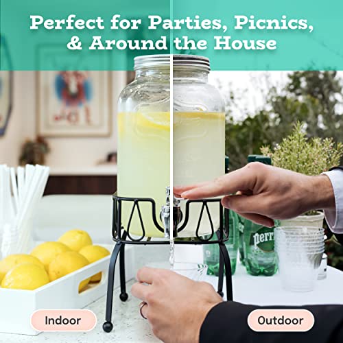 Glass Drink Dispenser Set of 2 1 Gallon with Stand K844230