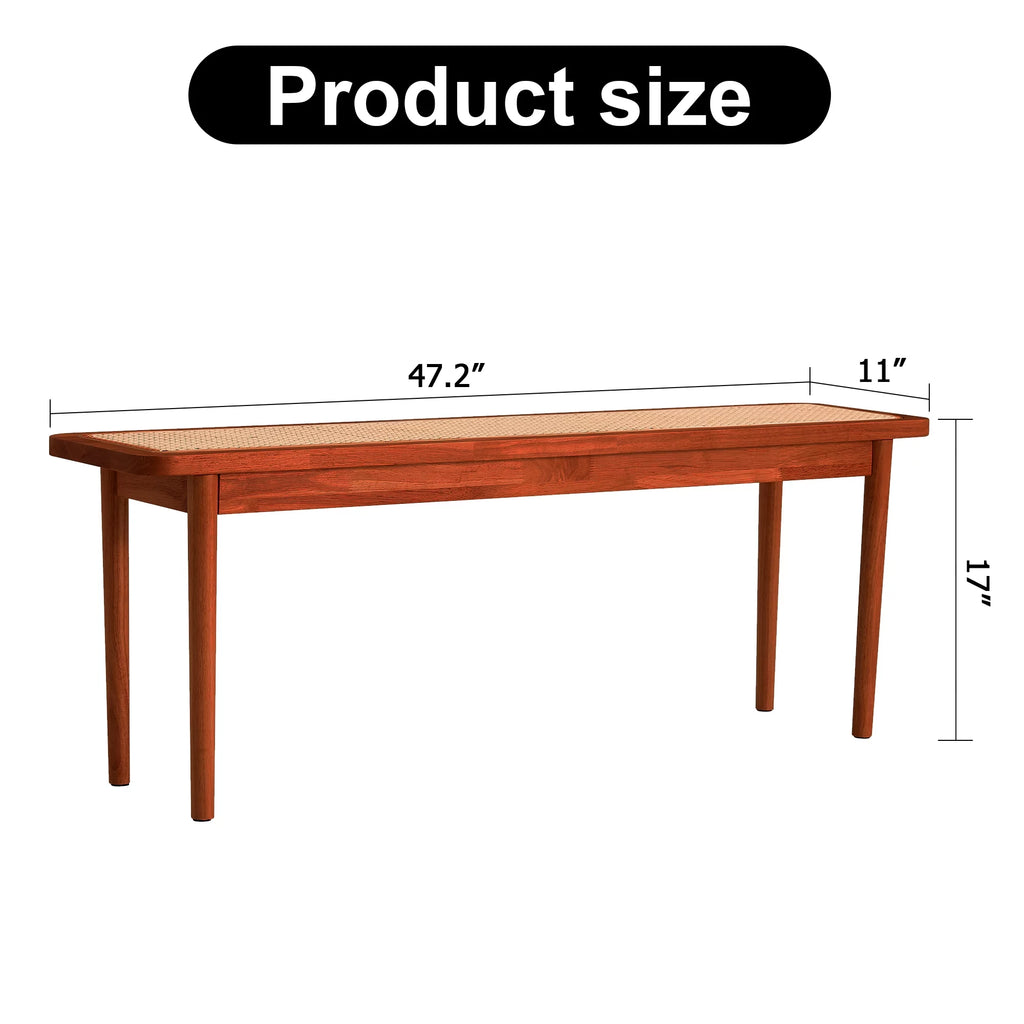 Solid Wood Rattan Woven Bench Q932