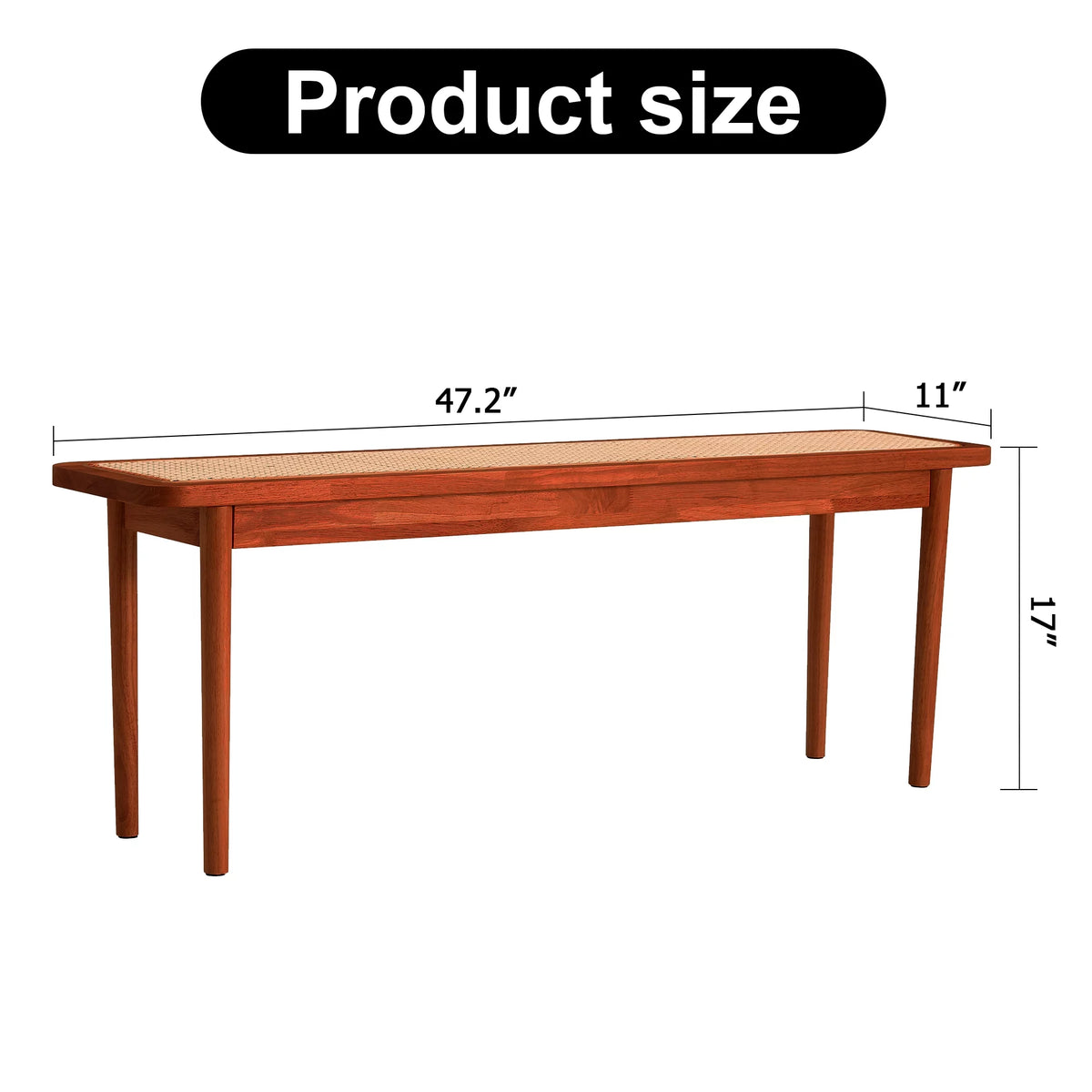 Solid Wood Rattan Woven Bench Q932