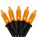 200 Orange LED Christmas Lights Black Wire 2 Strands 33 Feet C5459