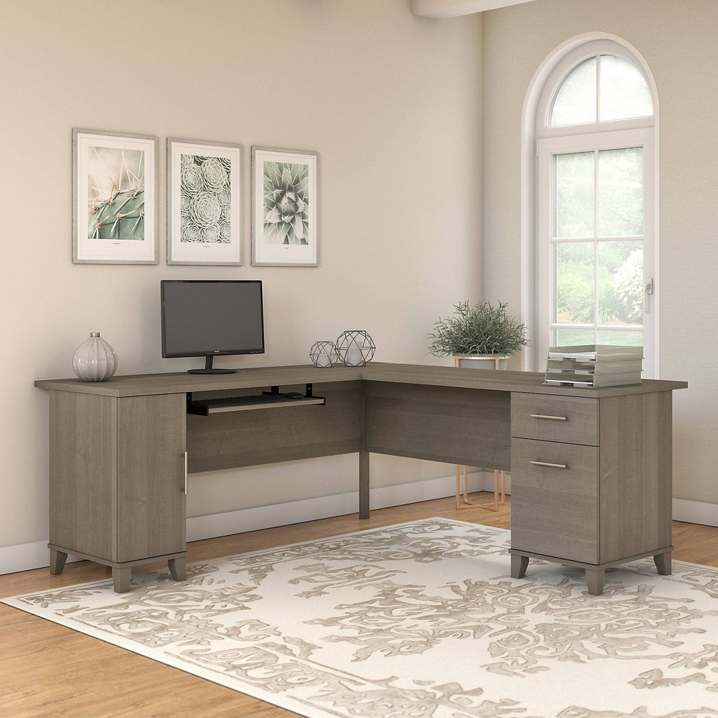 Mocha Cherry L-Shaped Desk S701