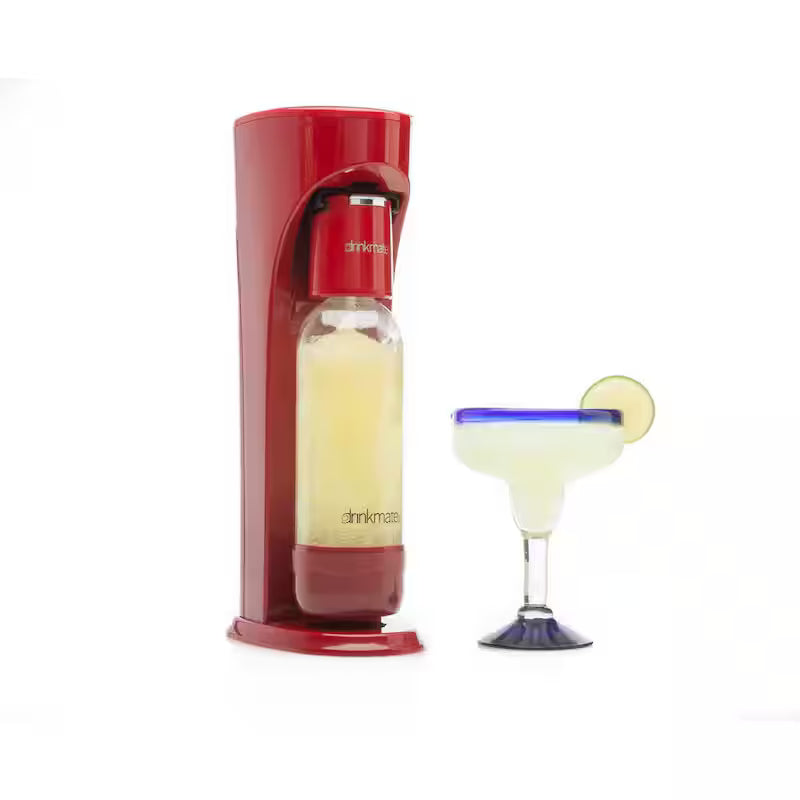 Red Sparkling Water and Soda Maker Machine with 60L CO2 Cartridge and 1L Bottle E6835