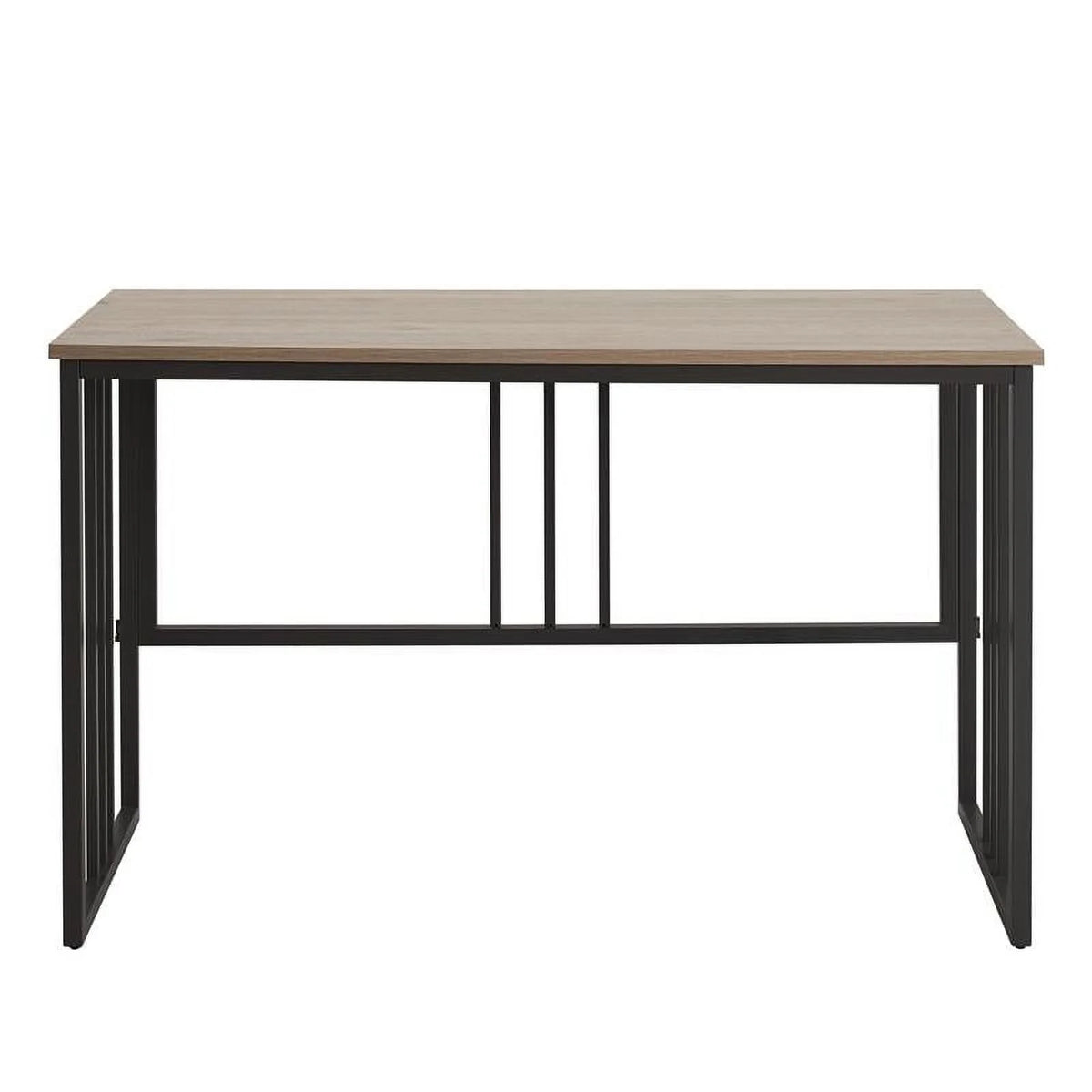 White Oak Gunmetal Slatted Desk W2154