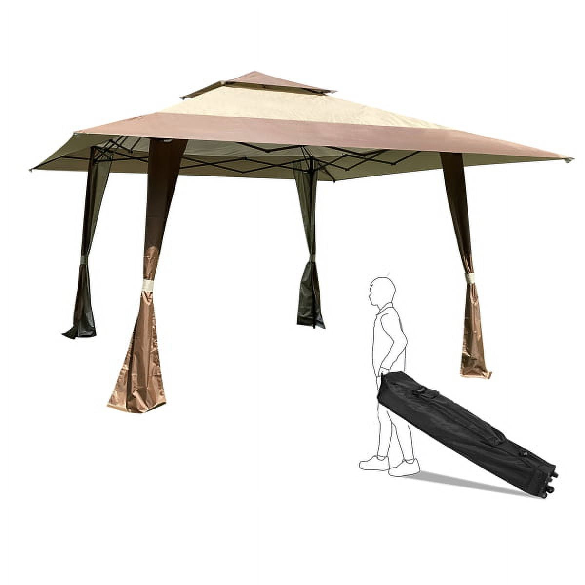 13x13 Ft Pop-up Folding Gazebo Canopy Tent With Corner Curtain Z441093