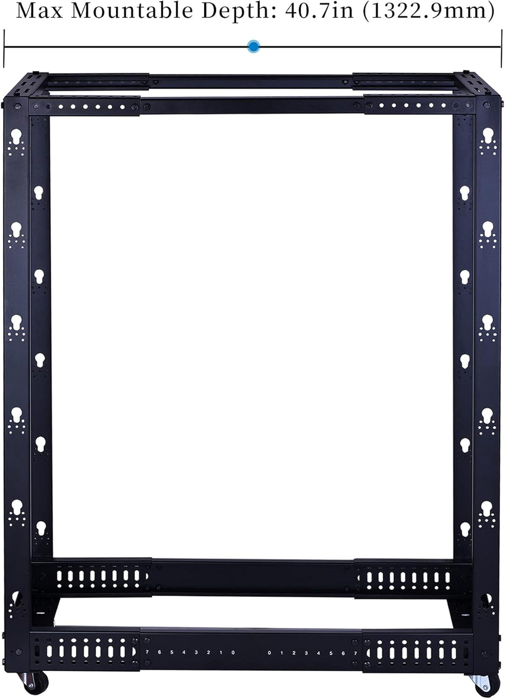 25U Open Frame Server Rack, 4 Post Adjustable Depth with Casters F152490