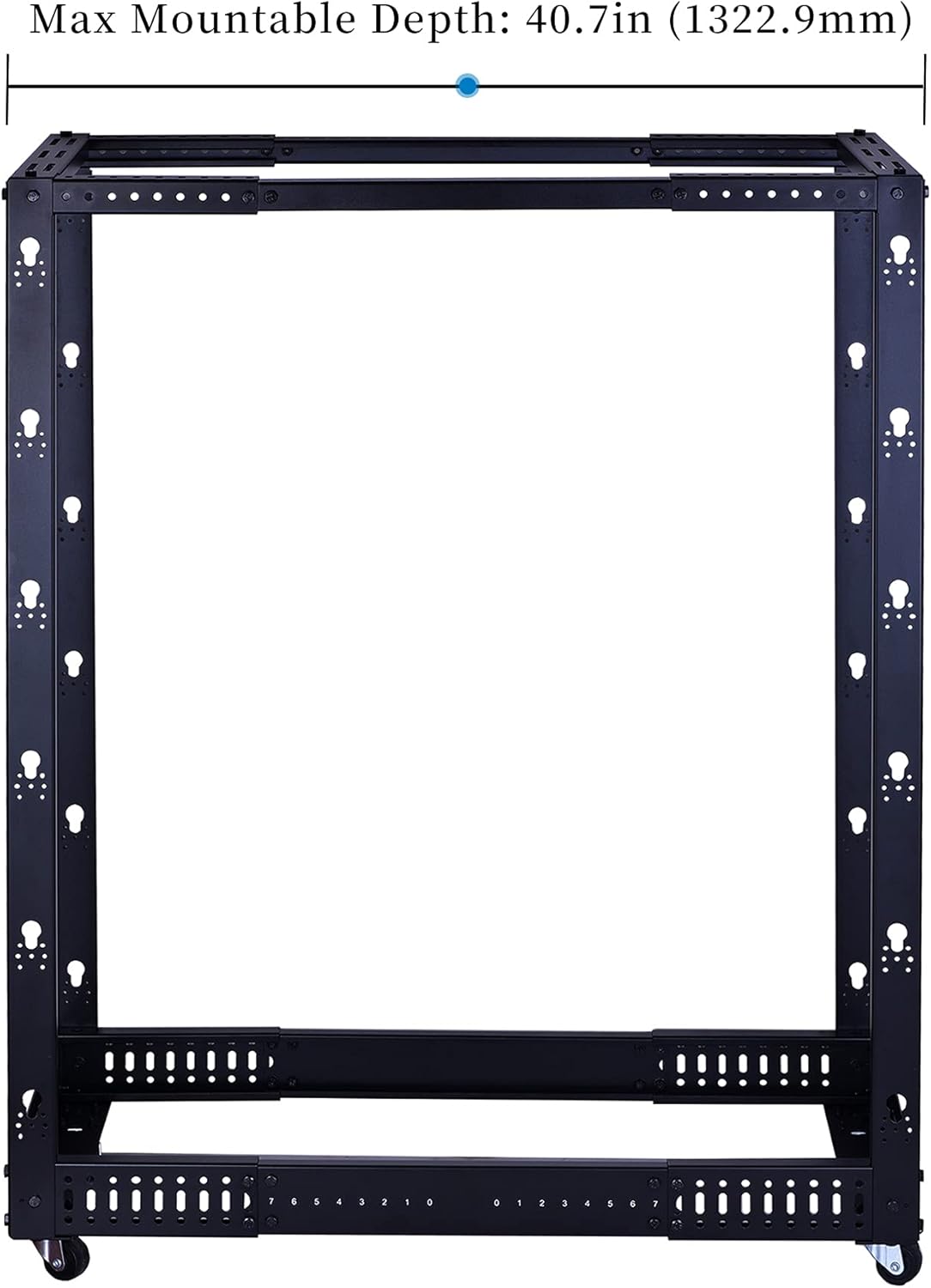 25U Open Frame Server Rack, 4 Post Adjustable Depth with Casters F152490