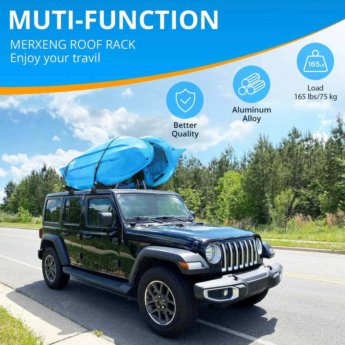 Heavy Duty Steel Roof Rack Cross Bar for Jeep Wrangler JK JL Unlimited N964