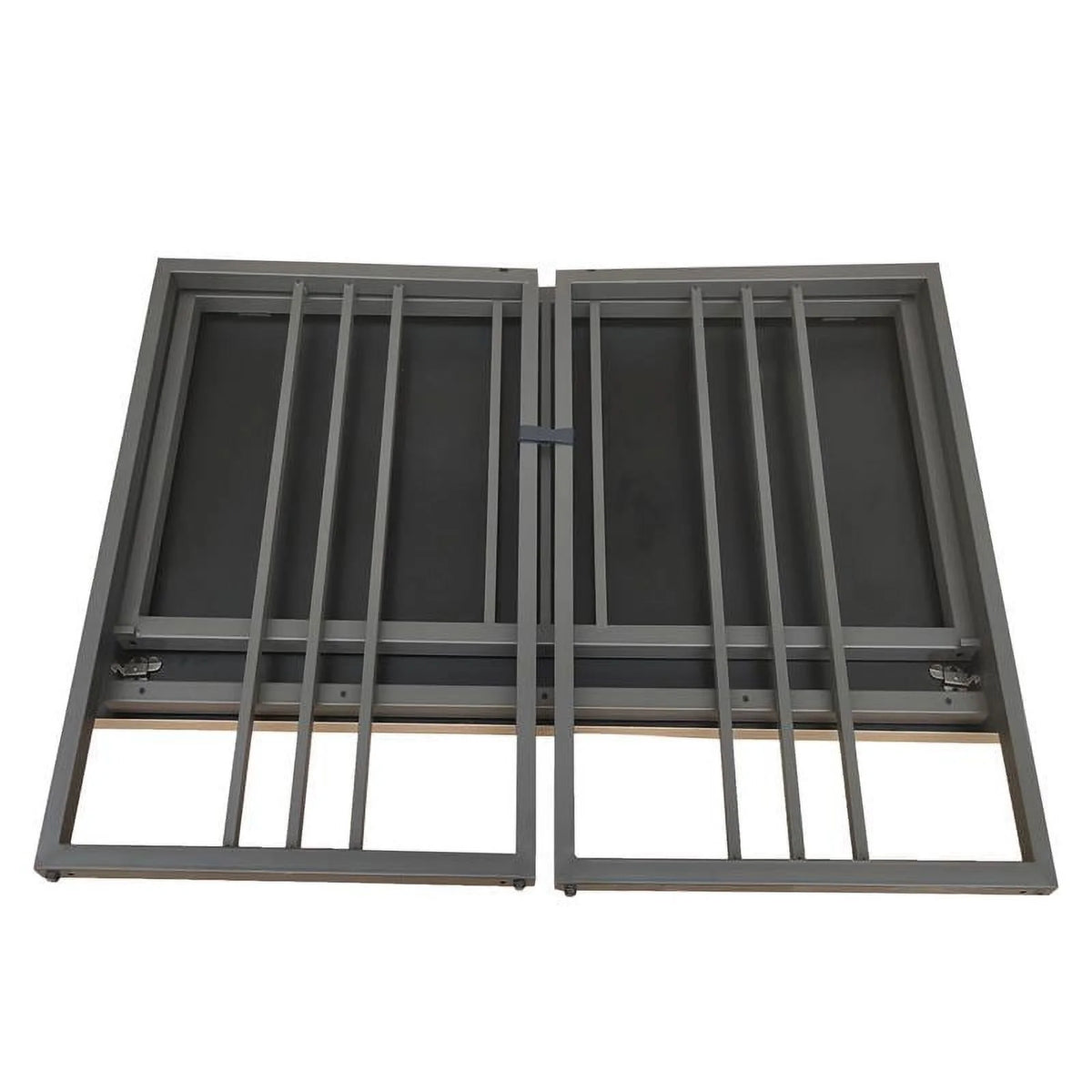 White Oak Gunmetal Slatted Desk W2154
