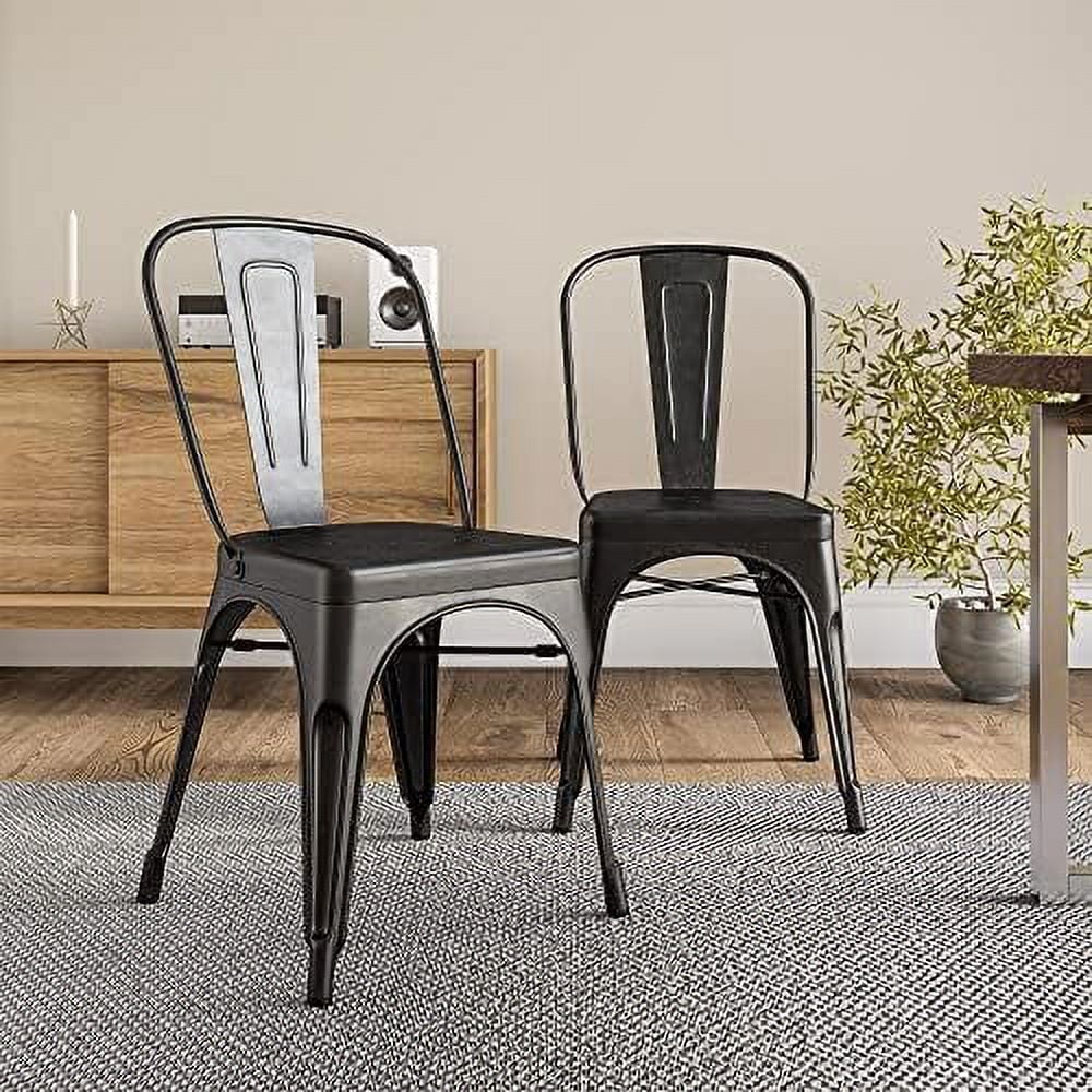 Metal Dining Chairs Set of 4 Stackable Weather Resistant A722