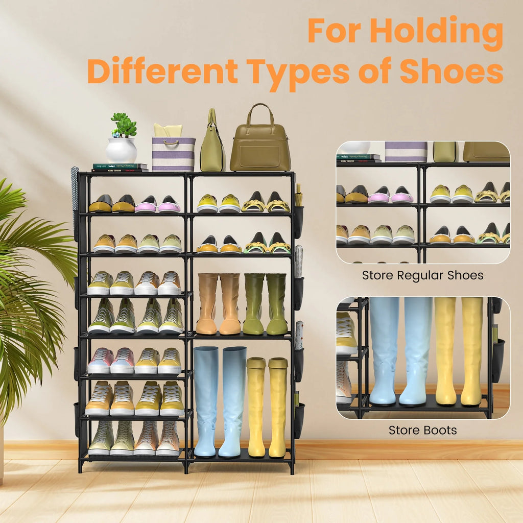 Black 8 Tier Metal Shoe Storage Shelf V86535