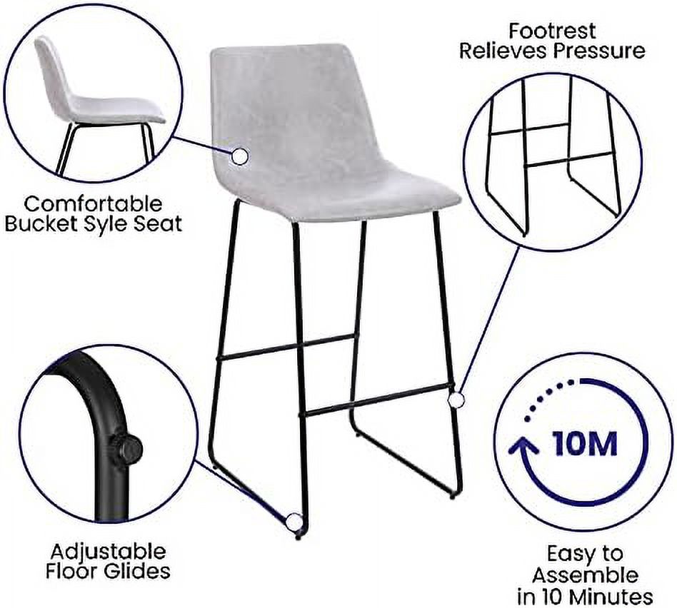 Faux Leather Bucket Seat Stools, Set of 2 A9980