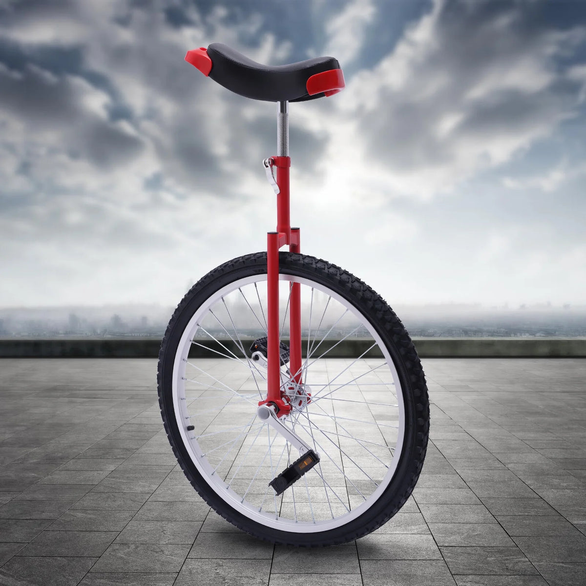 16 Inch Wheel Unicycle Height Adjustable Red O987582